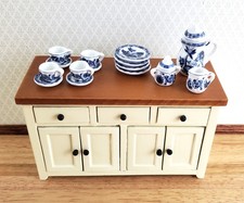 Dollhouse Coffee Tea Set Ceramic Pot Plates Cups Saucers 1:12 Scale Miniatures
