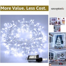33ft 100 LED White Christmas Lights, 8 Modes Connectable Clear Wire Twinkle F...