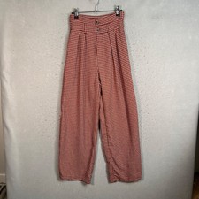Cider Womens Size XXS Red & White High-Waisted Gingham Pants