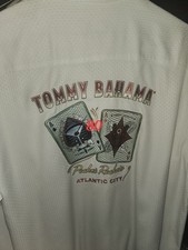 Tommy Bahama Men's White Embroidered Atlantic City Graphic Print Button-Up Shirt