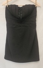 Black Strapless Short Cocktail Dress By Forever 21 Size M Zipper Padded Bra