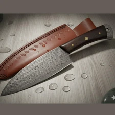 Hand Forged Damascus Chef Knife Raindrop Pattern Wood Handle Kitchen UtilityTool