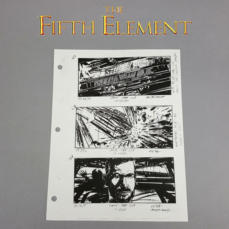 Image 16 of The Fifth Element - Production Used Storyboard, Cab Chase 127-129 , COA