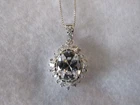 Vintage 925 Sterling Silver CZ Cubic Zirconia Halo Pendant Necklace Italy 9"