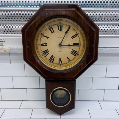 Verichron Quartz Pendulum Regulator Wall Clock Tested & Works * No Chime