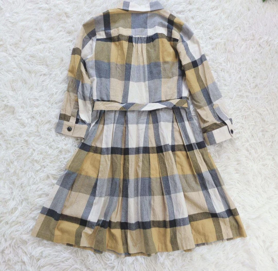 Burberry Blue Label Flare Dress with Belt Check Pattern Size 36 Length 87cm - Image 3 of 4