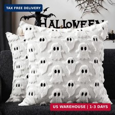 DFXSZ Halloween Pillow Covers 18x18 inch 2Pcs White Ghost Halloween Decor