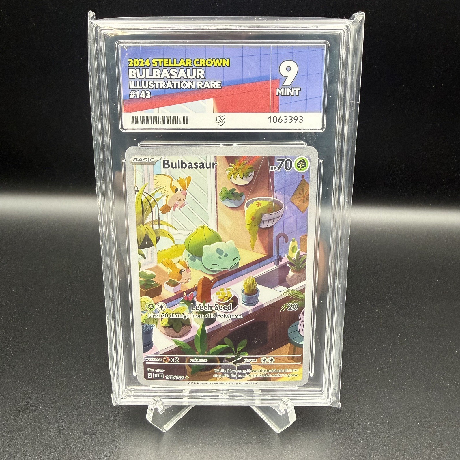 Pokemon Card Bulbasaur IR 143/142 Stellar Crown Ace Graded 9 Mint