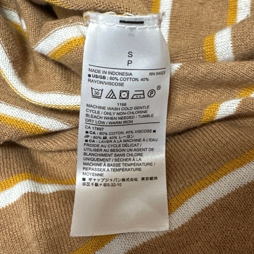 Banana Republic Women's Tan White Striped Crew Long Sleeve Sweater Top Size S - Image 4 of 4