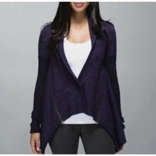 Women's Lululemon Athletica Wrap It Up Purple Wool Sweater w/ Long Sleeves sz M