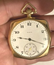 Antique Art Deco Elgin 14k Gold 345 Open Face Pocket Watch Ruby Working Runs