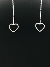 925 Sterling Silver Open Heart Threader Earrings