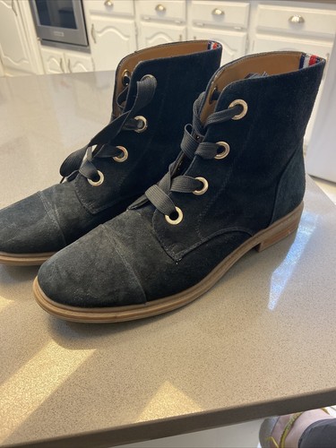 Tommy Hilfiger Women's Size 9.5 M Suede Lace Up Boots Black - Picture 10 of 14