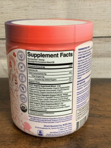 KOS Organic Superfood Powder Goji Berry Popsicle Energizing Immune 8.78oz 11/25+ - Picture 2 of 4