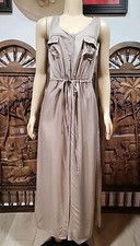 Boden Women's Size US 6R/UK 10R Taupe Maxi Shirt Dress Drawstring Waist #C