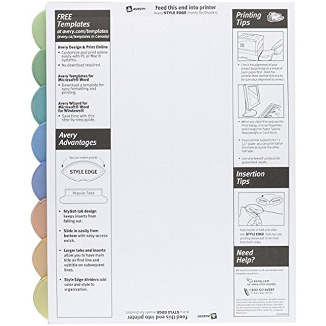 Template For Avery 11201 Style Edge Insertable Dividers 8