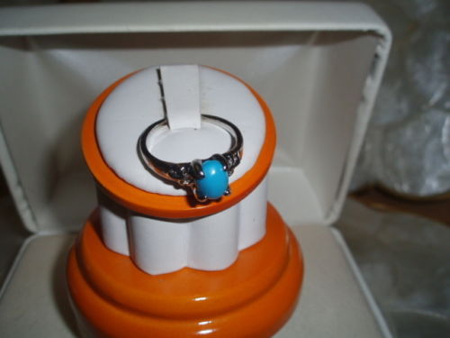 Natural Gemstone Beautiful Blue Silver Plated Ring - Picture 2 of 5