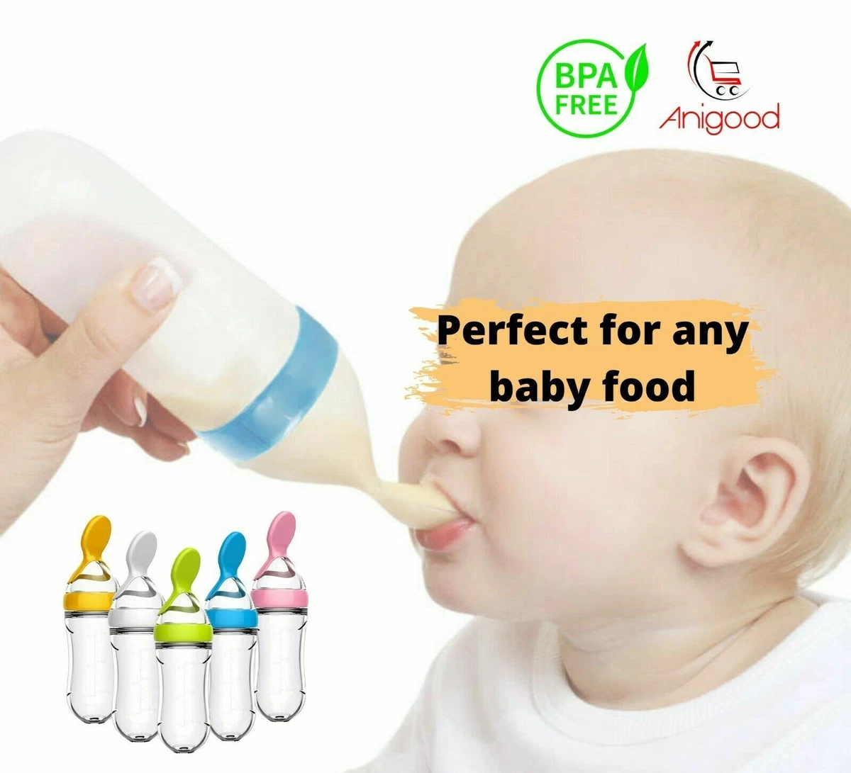 Biberon Silicone Tout-petit bébé avec une cuillère 90 ml