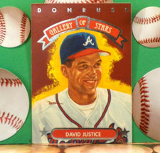 1992 DONRUSS GALLERY of STARS *** Baseball Card # GS-9 *** DAVID JUSTICE ***