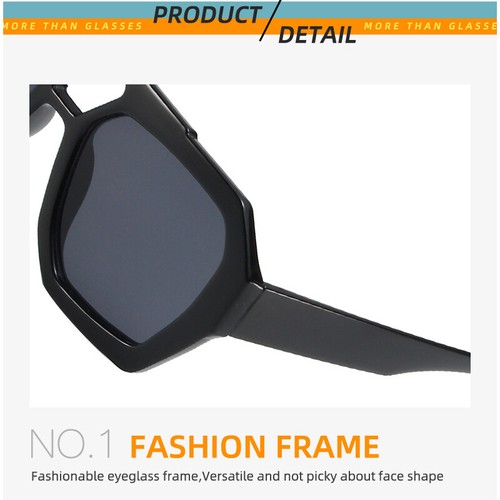 Retro Square Sunglasses for Women Men Trendy Double Bridge Sun Glasses Shades - Picture 14 of 30
