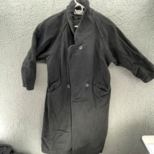 Greg Adams Coat Woman's Long Jacket 100% Wool Black Button Made in USA