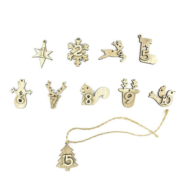 24* Merry Christmas Advent Calendar Bags,DIY Handmade Wooden Listing Labels - UK - Image 4 of 4