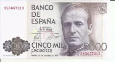 SPAIN 5000 PESETAS 1979  P 160  UNC CONDITION. 5RW 18FEB