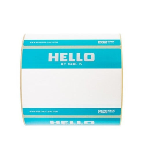 Montana  'Hello My Name Is' Stickers Roll of 500 Teal Label Tags - 12cm x 9cm