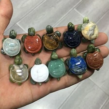 5pc Natural mix Quartz hand Carved Mini Sea turtle crystal Reiki healing