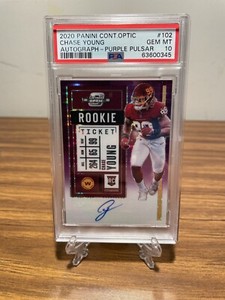 2020 Contenders Optic Purple Pulsar Rookie Ticket #102 Chase Young RC AUTO 6/21