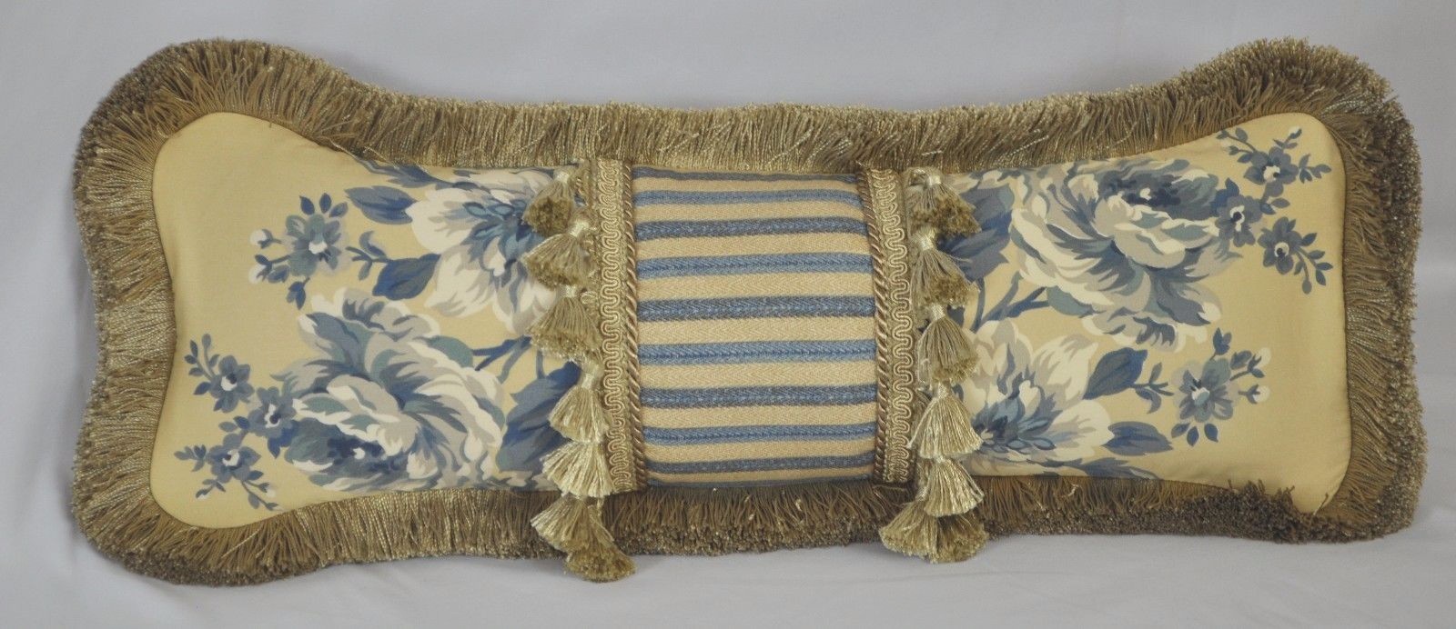 Pillow made w/ Ralph Lauren Newburgh Floral & Stripe Fabric 20x7 trim