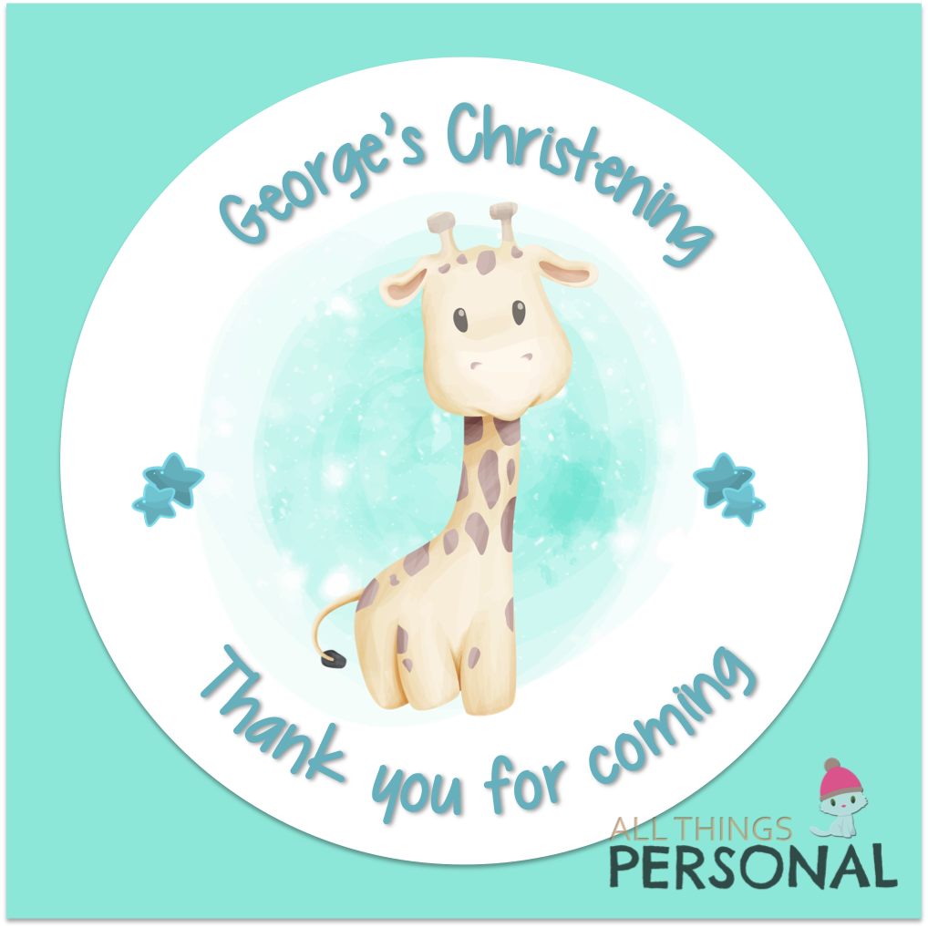 Personalised Christening Day Stickers Party Bag Sweet Cone Seals Thank You Boys