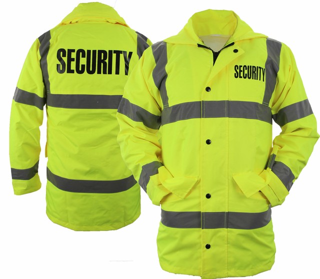 Security High Visibility Raincoat With Reflective Stripes (Lime Green
