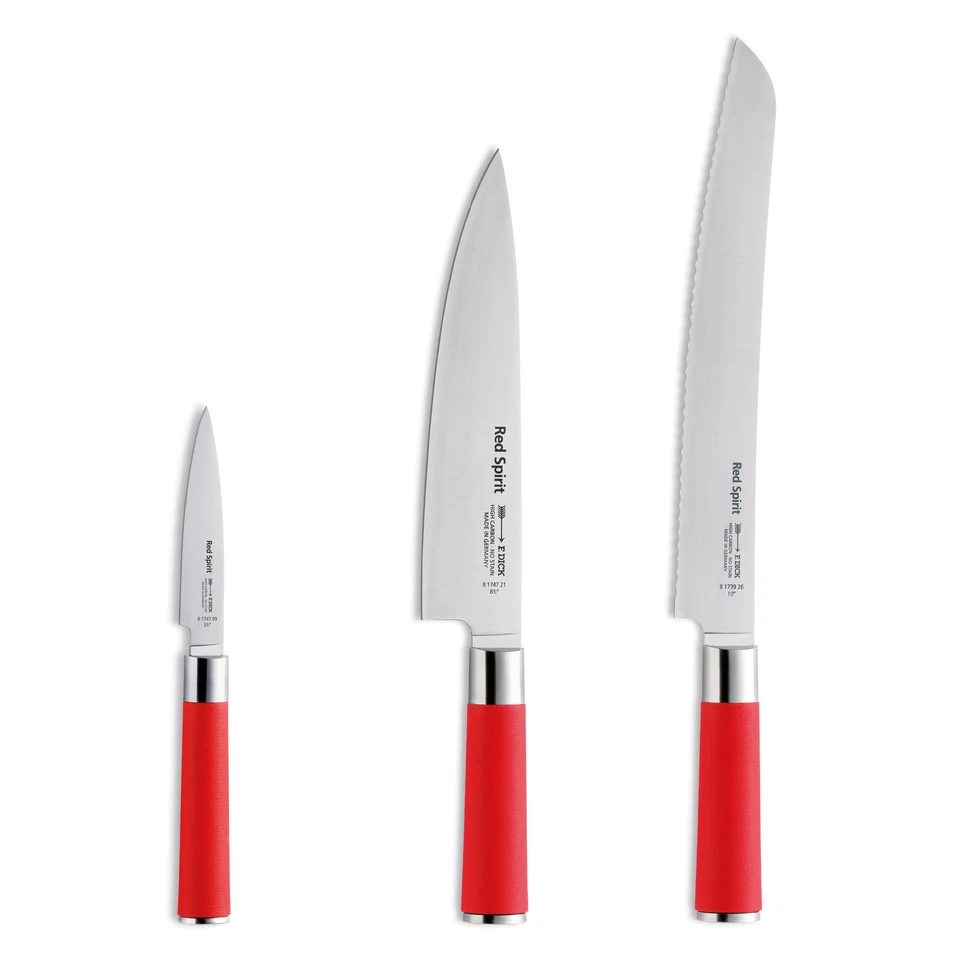 F. DICK Red Spirit - Kochmesser Set (für Profi- und Hobbyköche, 3er Set, 56 HRC)