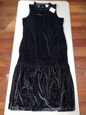 J.Crew Women's Shimmer Velvet Sleeveless Midi Dress Black Gold Size 8