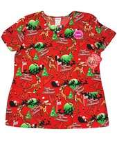 Rudolph Red Nosed Reindeer Christmas Scrub Top Lightweight Woman  s Medium NWT