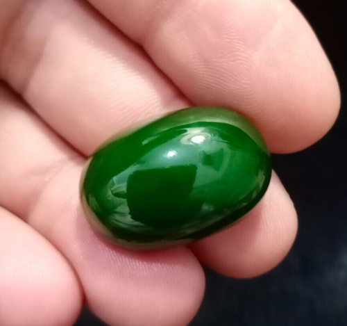 Piedra preciosa suelta de jade nefrita superior verde natural de 42,9 quilates de Afganistán - Imagen 3 de 19