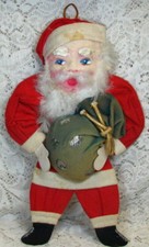 Vintage 1940's Christmas Cardboard  Felt Cloth Santa Claus Wall Hanger - Japan