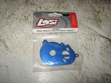 RC Losi XXXT SCT & Speed T Motor Plate & Front Hinge Brace Set Alum Blue 2942 