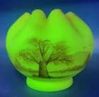 VINTAGE FENTON PINK BURMESE HAND PAINTED URANIUM GLASS ROSE BOWL VASE