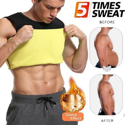 Mens Sauna Sweat Shaping Tops Fat Burner Body Shaper Waist Trainer Vest Workout