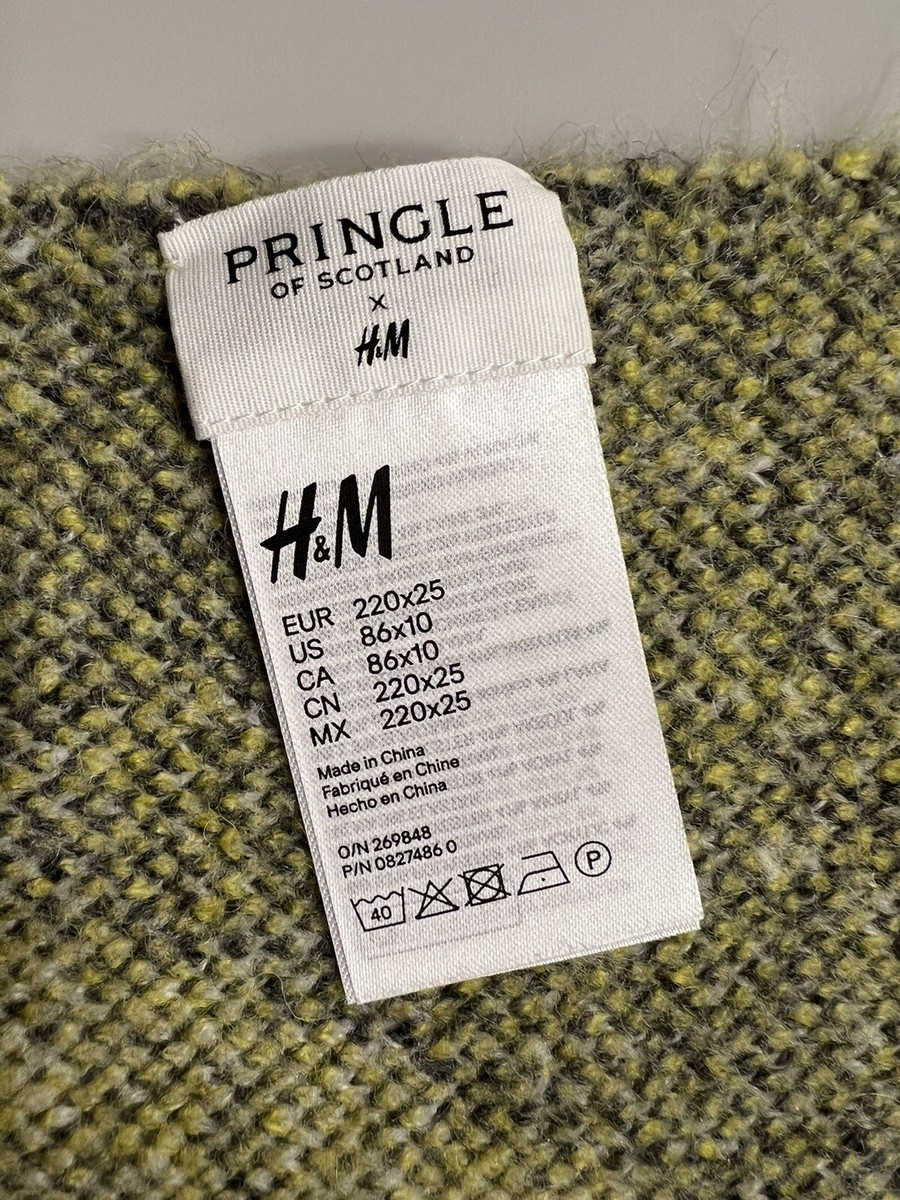 Pringle of Scotland x Target Wool Argyle Scarf Yellow Green Gray
