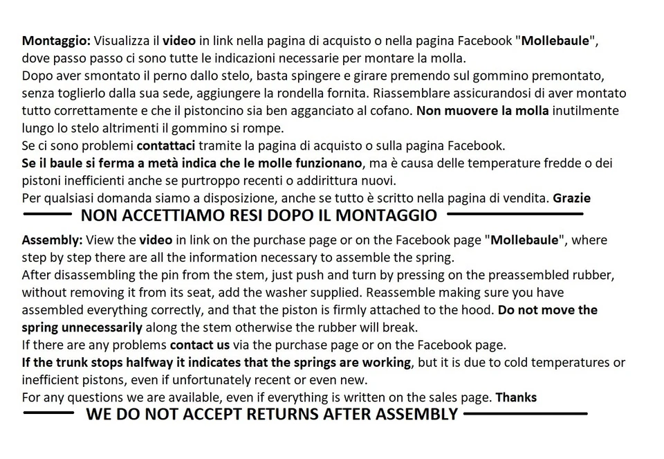 MOLLEBAULE KIT MOLLE APERTURA AUTOMATICA BAULE LANCIA DELTA III 844 2008-2014 - Immagine 4 di 4