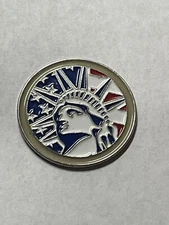 Rare Statue Of Liberty/American Flag 1" Coin Style Golf Marker - A Beauty!