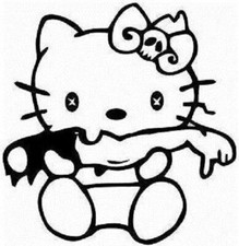 Hello Kitty Zombie Eating Arm Die Cut Vinyl Car Decal Sticker