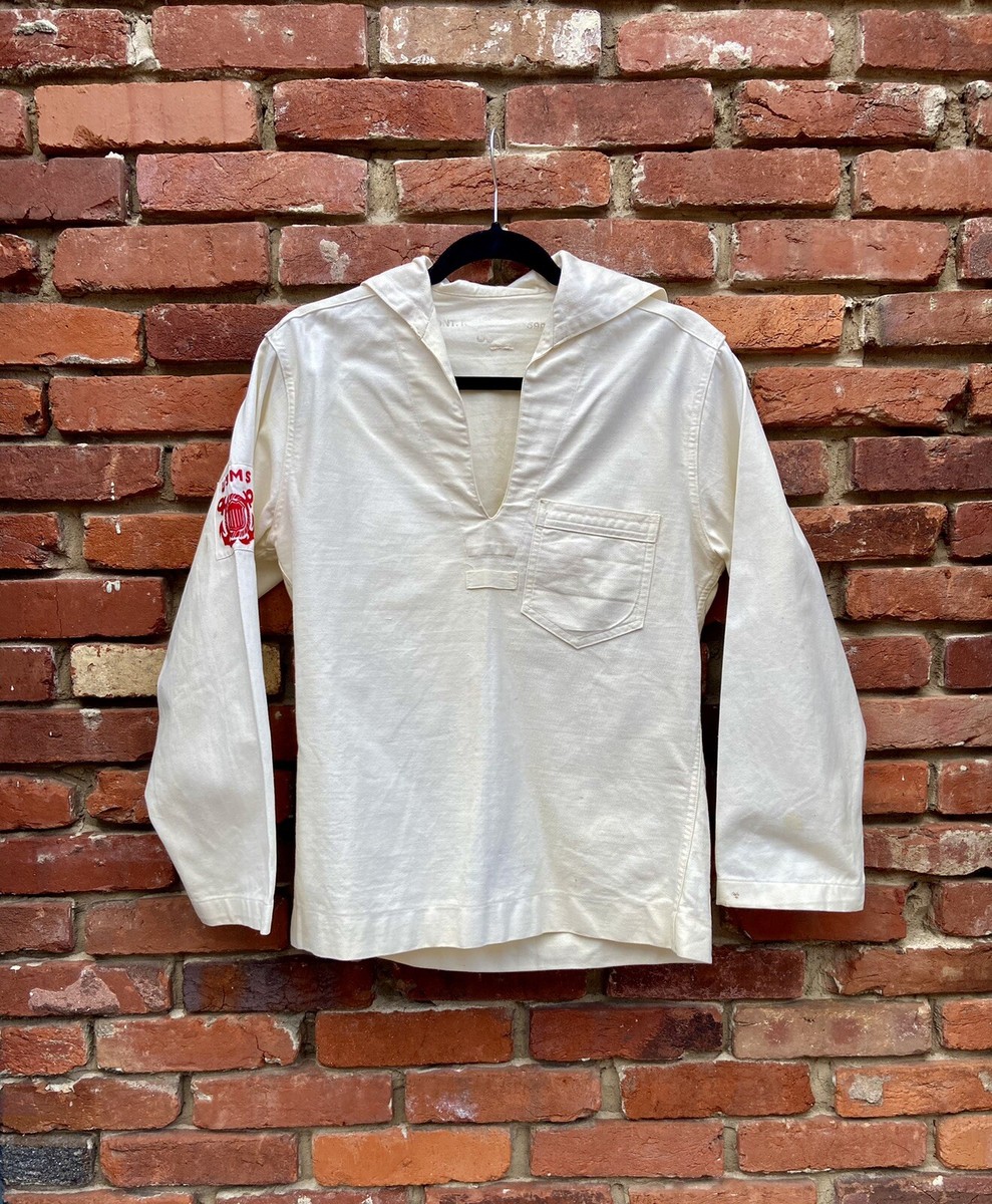 Vintage 1940s WWII US Navy Sailor Marines White Mens Shirt Uniform