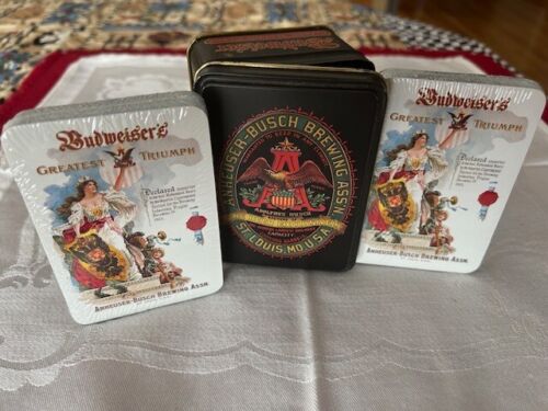 Vintage ANHEUSER-Busch-BUDWEISER Playing Cards-Dbl Deck in Collector's TIN - Picture 1 of 9