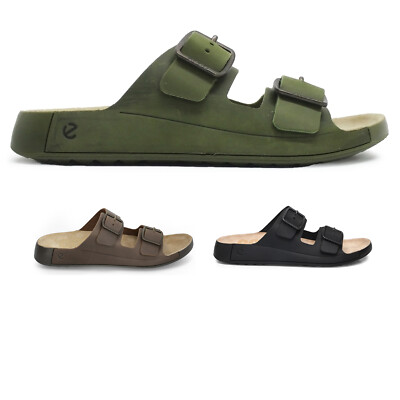 Ecco Mens Sandals Cozmo 500984 Casual Slip On Slides Buckle Nubuck UK