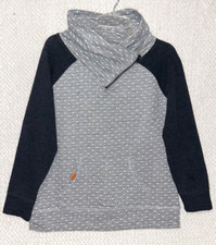MAURICES Heather Charcoal Gray Zip Cowl Neck White Dot Sweatshirt Top Small NWOT
