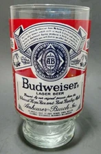 Vintage Anheuser-Busch Budweiser Footed Lager Beer Glass Cup